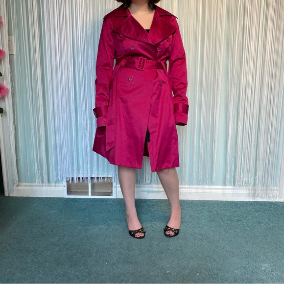 Bebe Barbie Pink Magenta Trench Coat Size XS - Picture 13 of 17